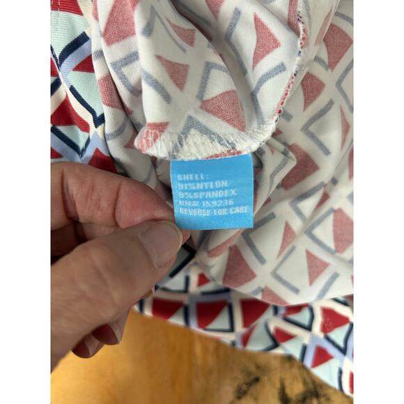 J. McLaughlin Durham Ruffle Top Size XS Geometric Diamond Print 3/4 Sleeve - Picture 8 of 13